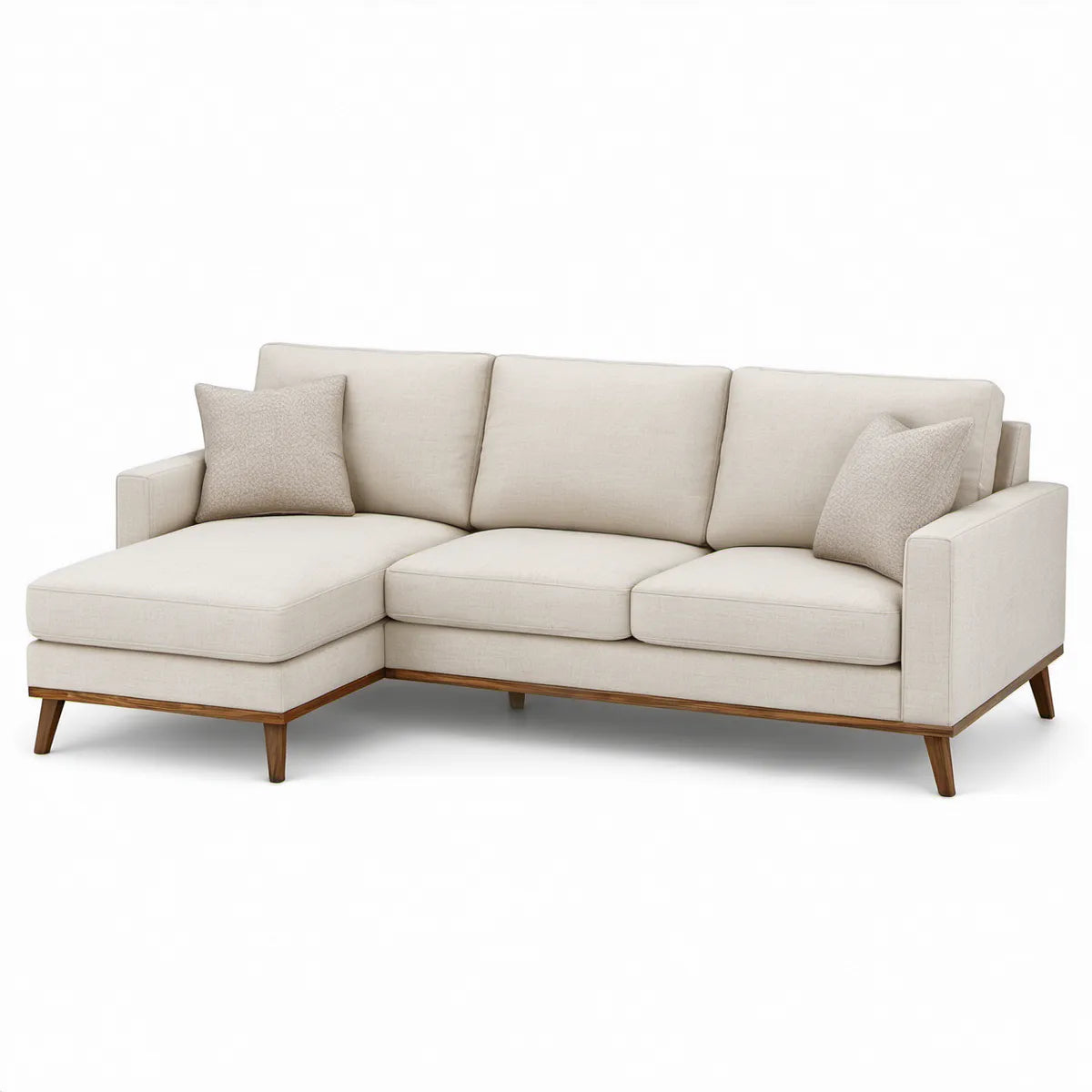 Lewostronna sofa narożna z szezlongiem 250 x 160 x 85 cm, kremowa