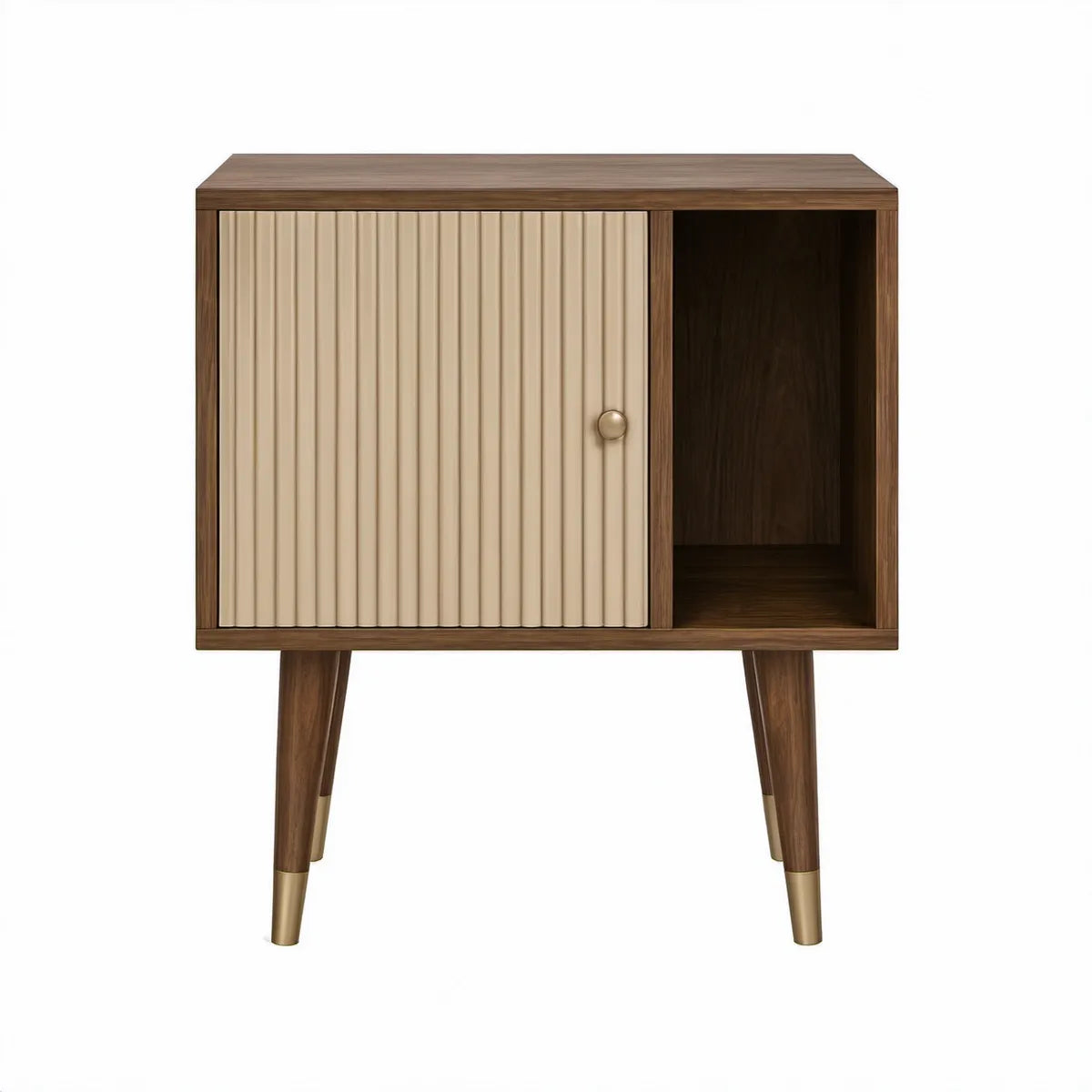 Szafka nocna retro 60 x 40 x 70 cm, orzechowa/beżowa/złota