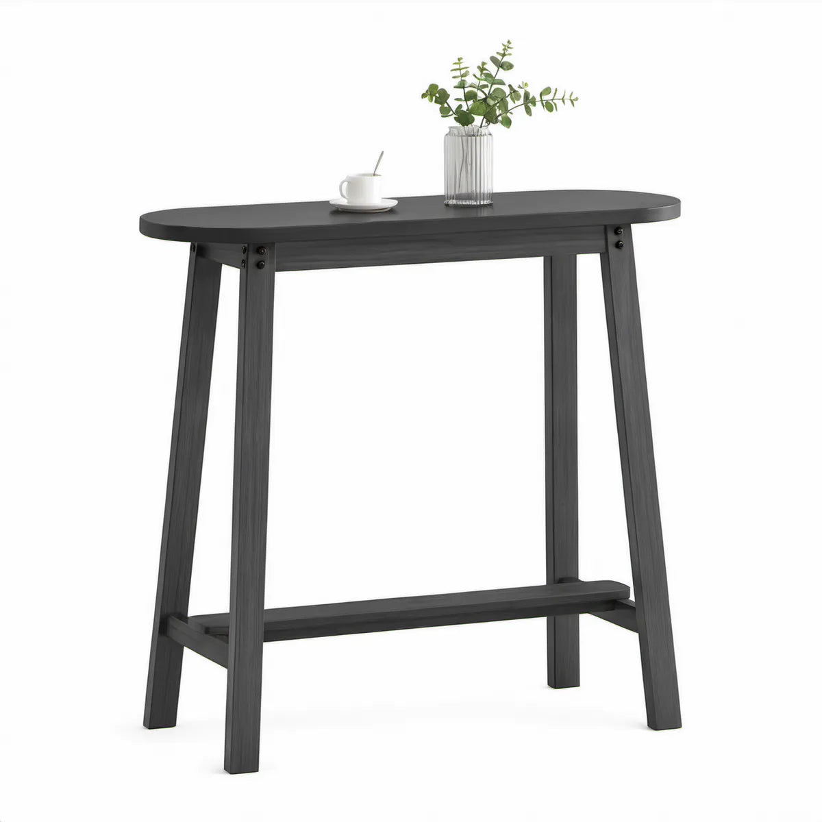 Czarny stół barowy 120 x 40 x 105 cm z blatem MDF i nogami z drewna kauczukowego