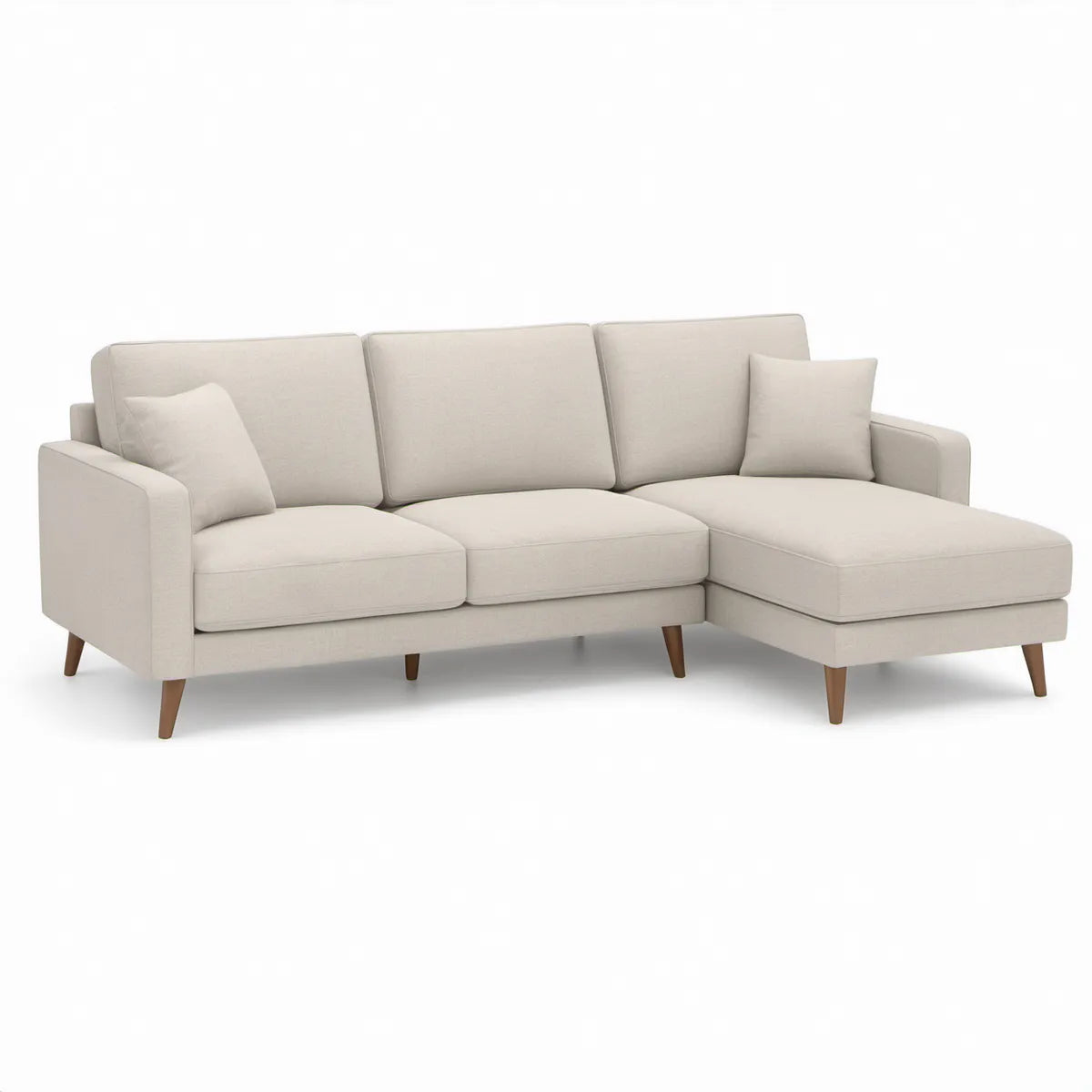 Kremowa sofa narożna w kształcie L z prawostronnym szezlongiem 240 x 160 x 85 cm