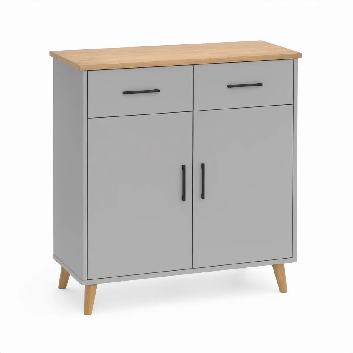 Szafka kuchenna z 2 szufladami i 2 drzwiami 80 x 40 x 100 cm szara w dekorze dębu