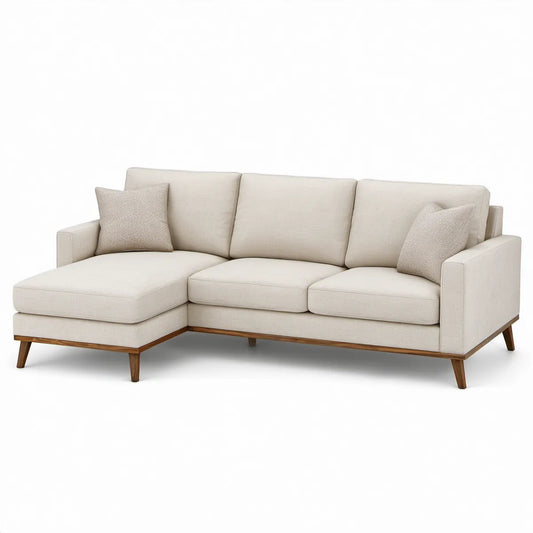Lewostronna sofa narożna z szezlongiem 250 x 160 x 85 cm, kremowa