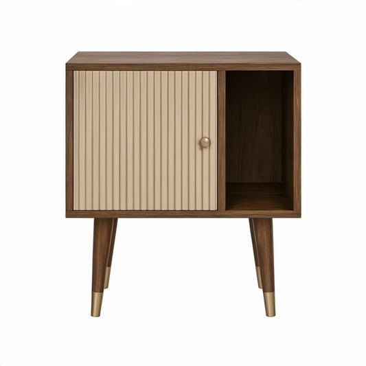 Szafka nocna retro 60 x 40 x 70 cm, orzechowa/beżowa/złota