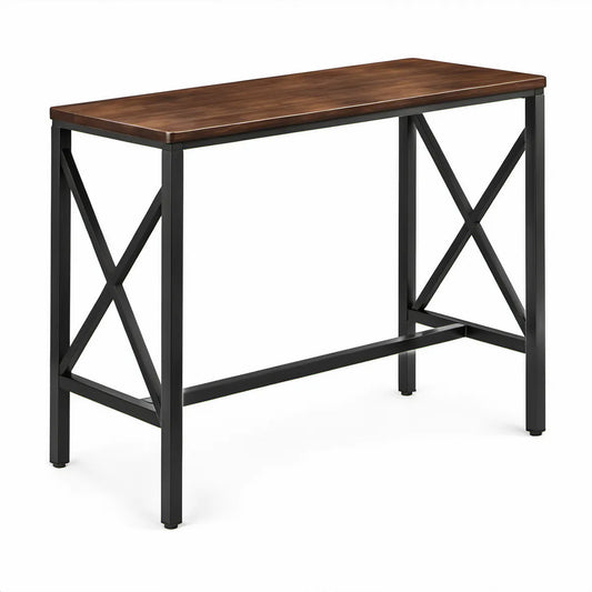 Prostokątny stół barowy 120 x 40 x 100 cm z blatem MDF, brązowo-czarny
