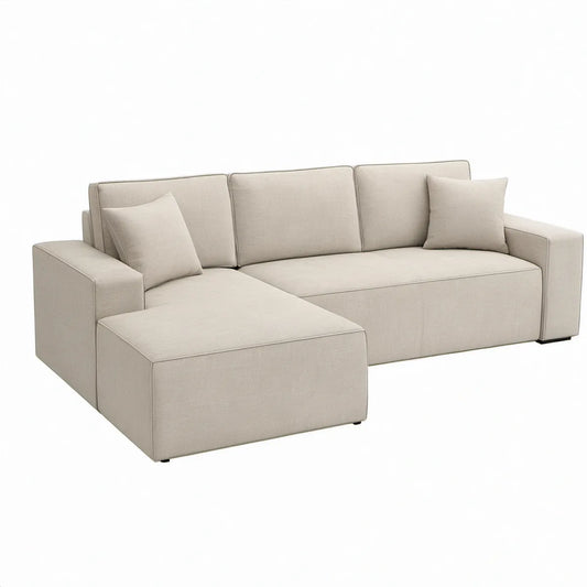 Beżowa sofa narożna z lewostronnym szezlongiem 250 x 160 x 85 cm