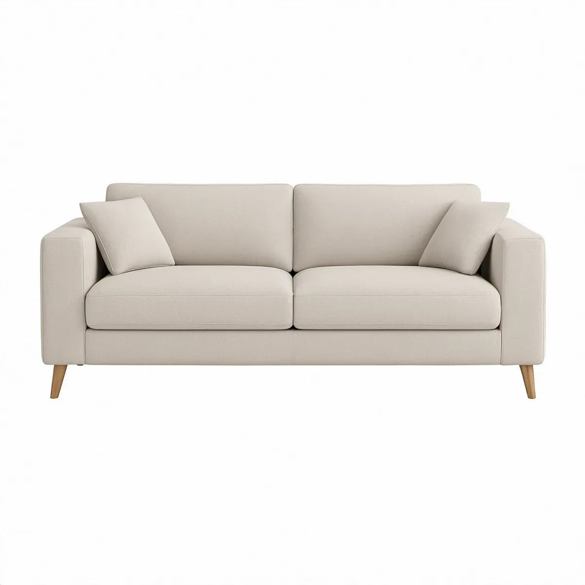 Beżowa sofa dwuosobowa z tapicerką poliestrową 180 x 85 x 82 cm
