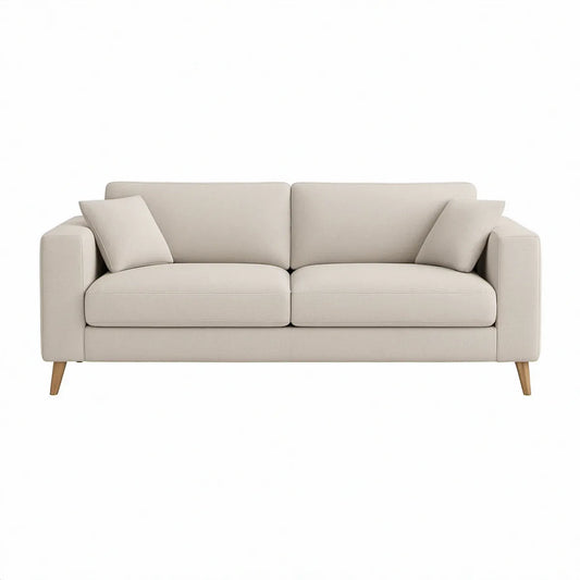 Beżowa sofa dwuosobowa z tapicerką poliestrową 180 x 85 x 82 cm