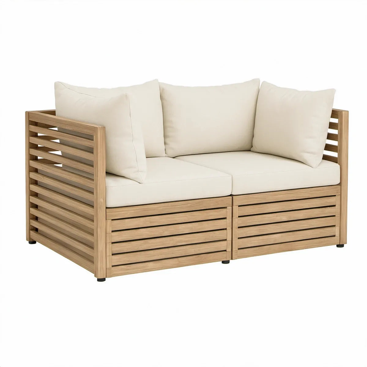2-osobowa sofa ogrodowa z litego drewna akacjowego, 150 x 75 x 70 cm, naturalna/beżowa